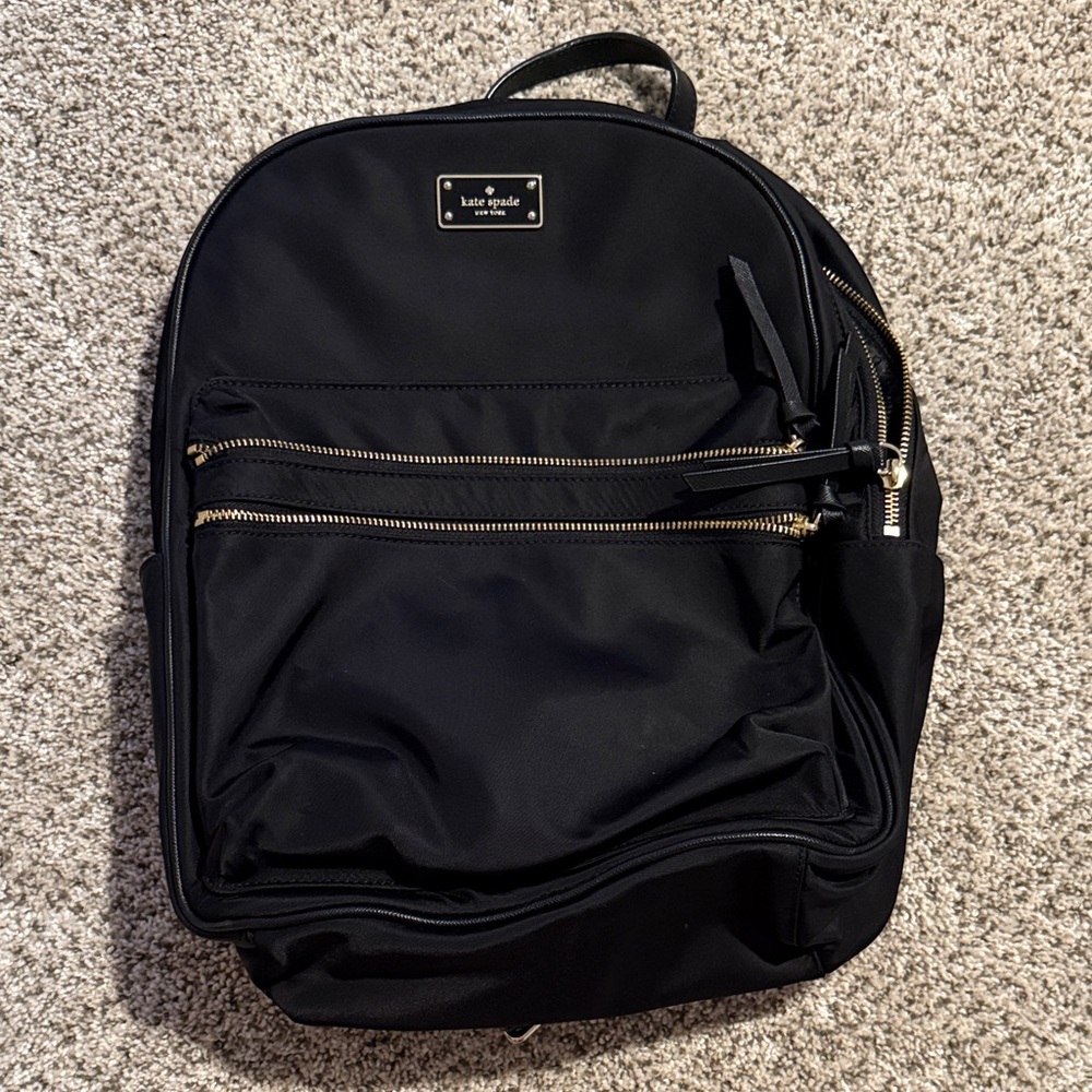 Kate Spade Black Backpack with Gold Accents